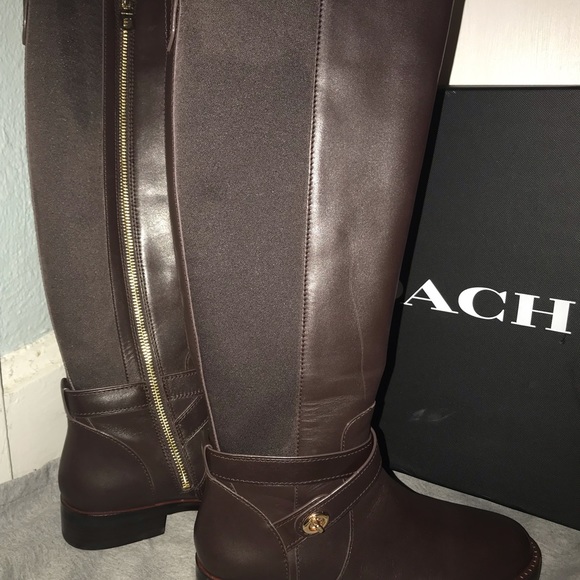 Coach Turnlock Riding Boots. Mahogany - Picture 3 of 8